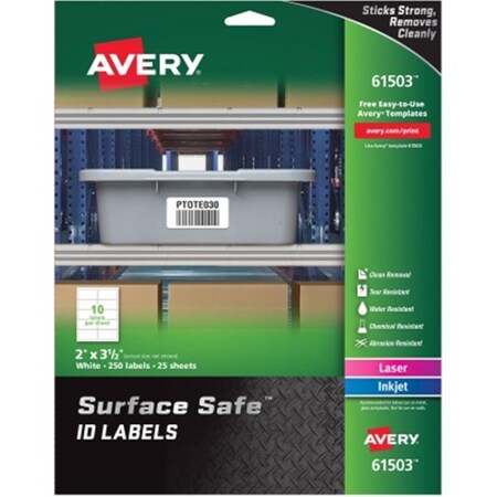Workstationpro 2 x 3.5 in. Surface Safe ID Labels - White TH3749543